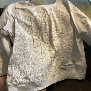 White Sweatshirt with eyelet front panel